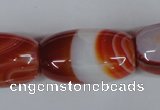 CAG3275 15.5 inches 18*30mm drum red line agate beads