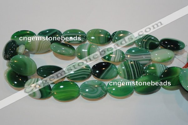 CAG3465 15.5 inches 22*30mm oval green line agate beads