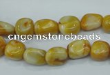 CAG3635 15.5 inches 10*12mm nuggets yellow crazy lace agate beads