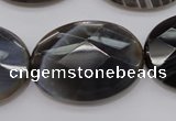 CAG3977 15.5 inches 25*35mm faceted oval grey botswana agate beads