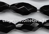 CAG4005 15.5 inches 15*30mm faceted rice black agate beads