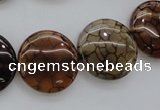 CAG4065 15.5 inches 20mm flat round dragon veins agate beads
