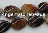 CAG4096 15.5 inches 13*18mm twisted flat teardrop dragon veins agate beads