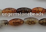 CAG4125 15.5 inches 8*16mm rice dragon veins agate beads