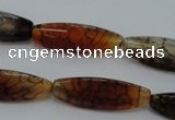 CAG4159 15.5 inches 10*30mm trihedron dragon veins agate beads