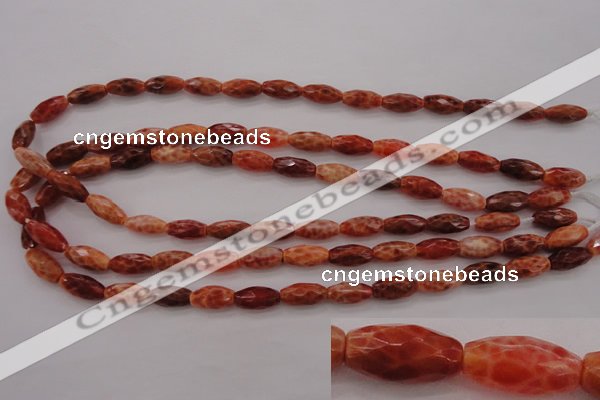 CAG4194 15.5 inches 8*14mm faceted rice natural fire agate beads