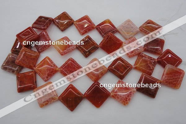CAG4235 15.5 inches 20*20mm diamond natural fire agate beads