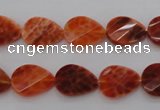 CAG4282 10*14mm faceted & twisted teardrop natural fire agate beads
