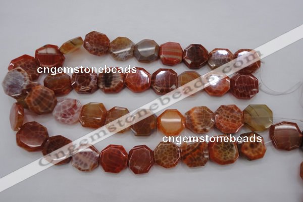 CAG4290 15.5 inches 20*20mm octagonal natural fire agate beads