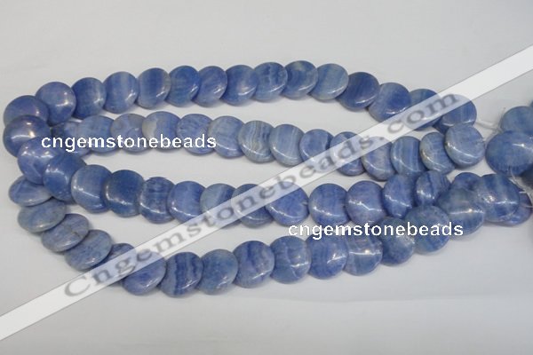 CAG4393 15.5 inches 18mm flat round dyed blue lace agate beads