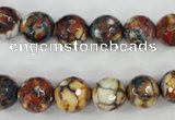 CAG4525 15.5 inches 10mm faceted round fire crackle agate beads