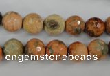 CAG4529 15.5 inches 10mm faceted round fire crackle agate beads