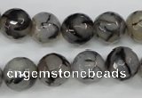 CAG4540 15.5 inches 12mm faceted round fire crackle agate beads