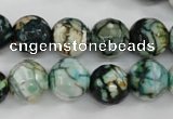 CAG4545 15.5 inches 12mm faceted round fire crackle agate beads