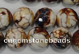 CAG4577 15.5 inches 16mm faceted round fire crackle agate beads