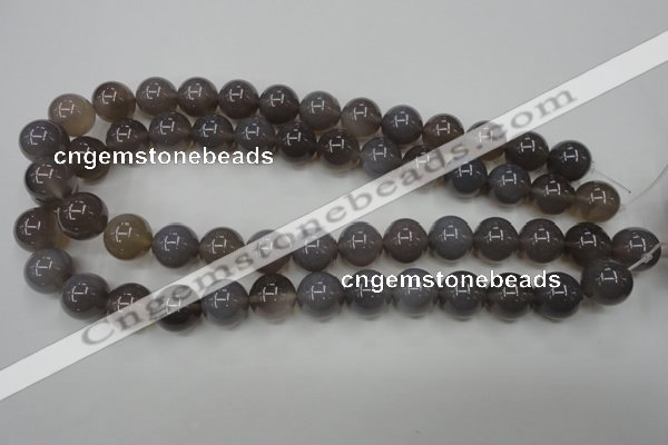 CAG4774 15 inches 14mm round grey agate beads wholesale