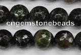 CAG4855 15 inches 14mm faceted round dragon veins agate beads