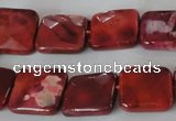 CAG4872 15 inches 14*14mm faceted square fire crackle agate beads