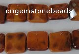 CAG4877 15 inches 14*14mm faceted square fire crackle agate beads