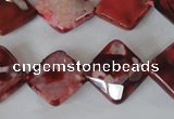 CAG4886 15 inches 14*14mm faceted diamond fire crackle agate beads
