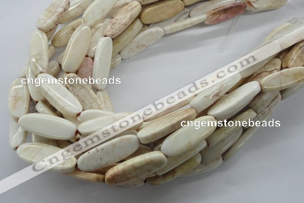 CAG4929 15.5 inches 10*30mm oval dyed white agate beads