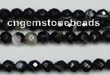 CAG5272 15.5 inches 6mm faceted round black line agate beads
