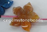 CAG5386 15.5 inches 32mm carved flower dragon veins agate beads