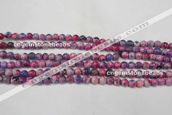 CAG5674 15 inches 6mm faceted round fire crackle agate beads