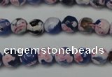 CAG5687 15 inches 8mm faceted round fire crackle agate beads
