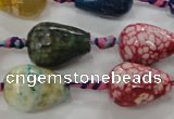 CAG5736 15 inches 15*20mm faceted teardrop fire crackle agate beads