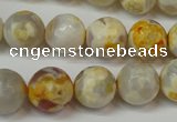 CAG5820 15 inches 12mm faceted round fire crackle agate beads