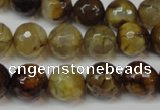 CAG5831 15 inches 12mm faceted round fire crackle agate beads