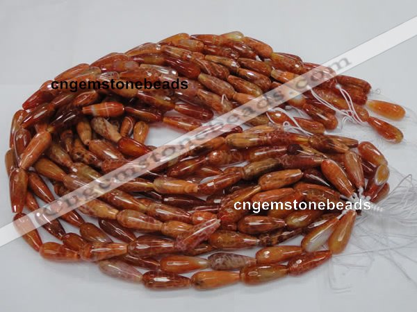 CAG590 15.5 inches 8*16mm faceted teardrop natural fire agate beads