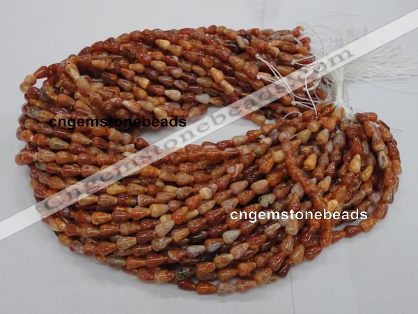 CAG592 15.5 inches 6*10mm teardrop natural fire agate beads