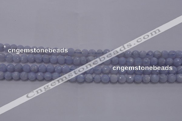 CAG5996 15.5 inches 6mm faceted round blue lace agate beads
