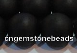 CAG6017 15.5 inches 18mm round matte black agate beads