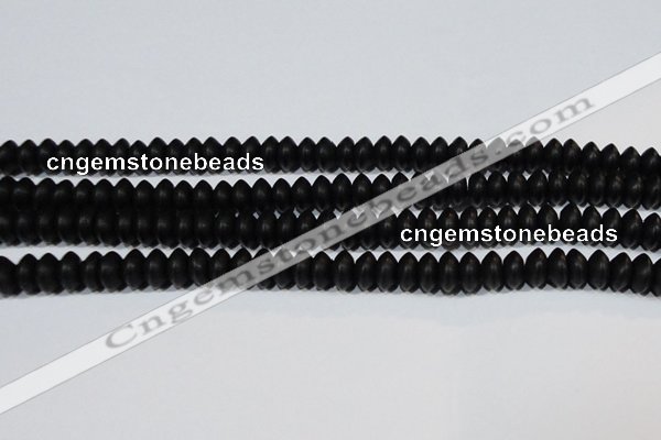 CAG6021 15.5 inches 4*8mm rondelle matte black agate beads