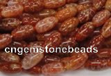 CAG604 15.5 inches 6*12mm rice natural fire agate beads wholesale