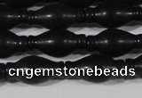 CAG6044 15.5 inches 8*16mm carved vase-shaped matte black agate beads