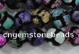 CAG6133 15 inches 14mm faceted round tibetan agate gemstone beads