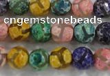 CAG6143 15 inches 14mm faceted round tibetan agate gemstone beads