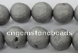 CAG6232 15 inches 8mm faceted round plated druzy agate beads