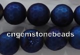 CAG6258 15 inches 20mm faceted round plated druzy agate beads