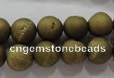 CAG6274 15 inches 12mm round plated druzy agate beads wholesale