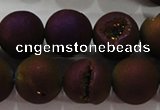 CAG6304 15 inches 12mm round plated druzy agate beads wholesale