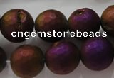 CAG6315 15 inches 14mm faceted round plated druzy agate beads