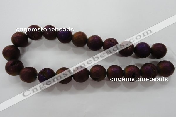 CAG6318 15 inches 20mm faceted round plated druzy agate beads