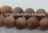CAG6322 15 inches 8mm round plated druzy agate beads wholesale