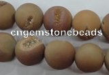 CAG6326 15 inches 16mm round plated druzy agate beads wholesale