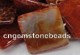 CAG653 15.5 inches 40*40mm faceted square natural fire agate beads